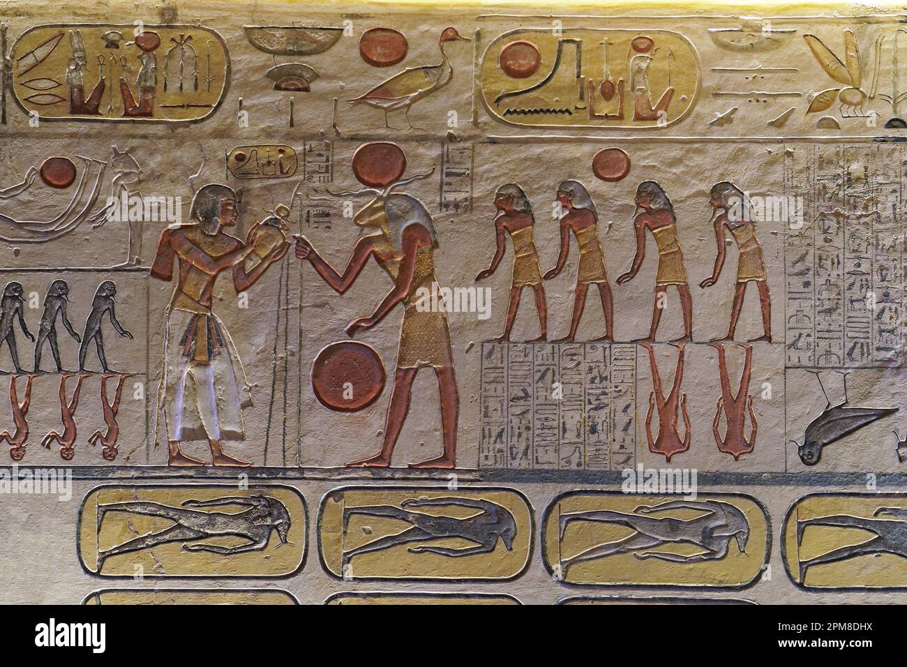 Ägypten, Oberägypten, Niltal, Umgebung von Luxor, Westtheben, Theben Nekropole, die zum UNESCO-Weltkulturerbe gehört, westliche Gegend, Tal der Könige, im Grab von König Ramses IX, KV6 Stockfoto