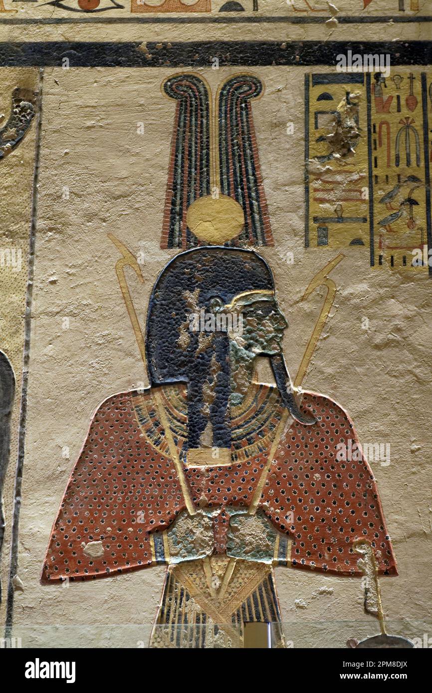 Ägypten, Oberägypten, Niltal, Umgebung von Luxor, Westtheben, Theben Nekropole, die zum UNESCO-Weltkulturerbe gehört, westliche Gegend, Tal der Könige, im Grab von König Ramses IX, KV6 Stockfoto