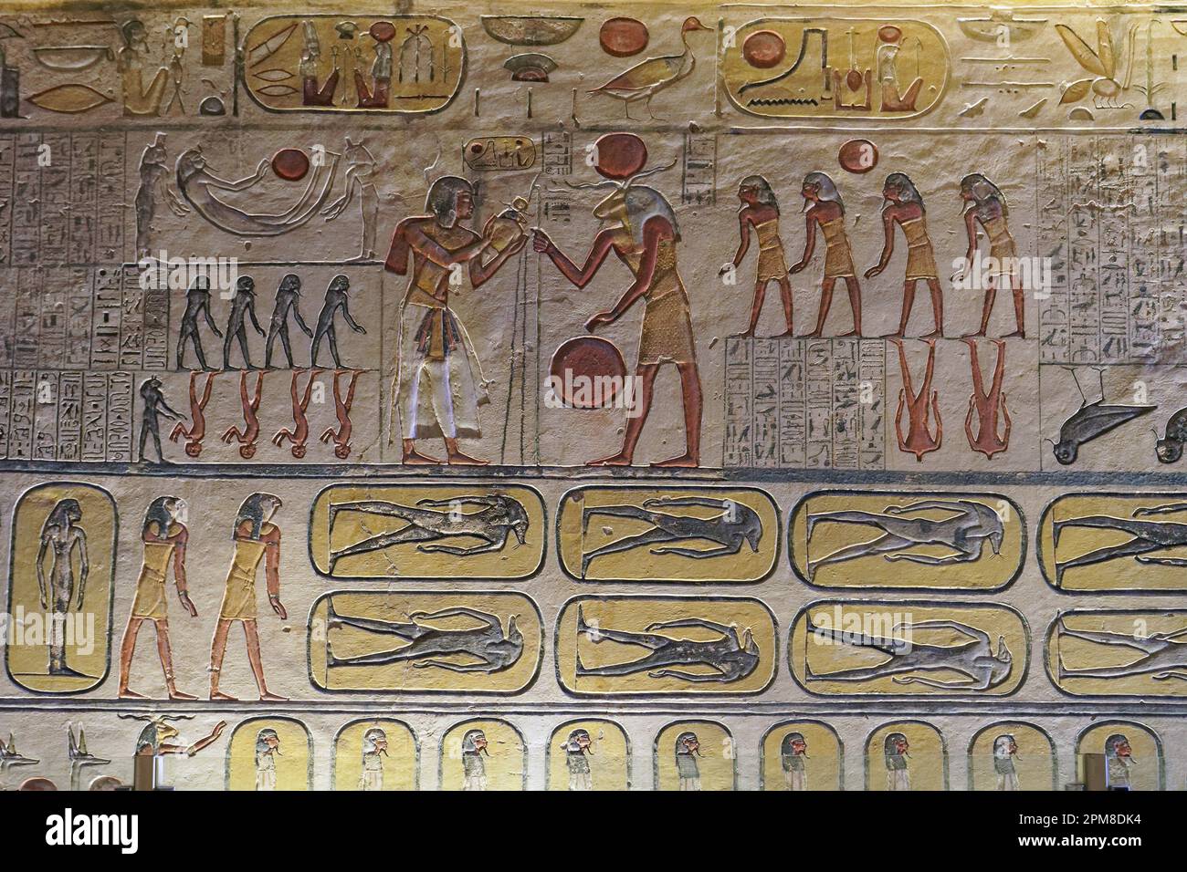 Ägypten, Oberägypten, Niltal, Umgebung von Luxor, Westtheben, Theben Nekropole, die zum UNESCO-Weltkulturerbe gehört, westliche Gegend, Tal der Könige, im Grab von König Ramses IX, KV6 Stockfoto