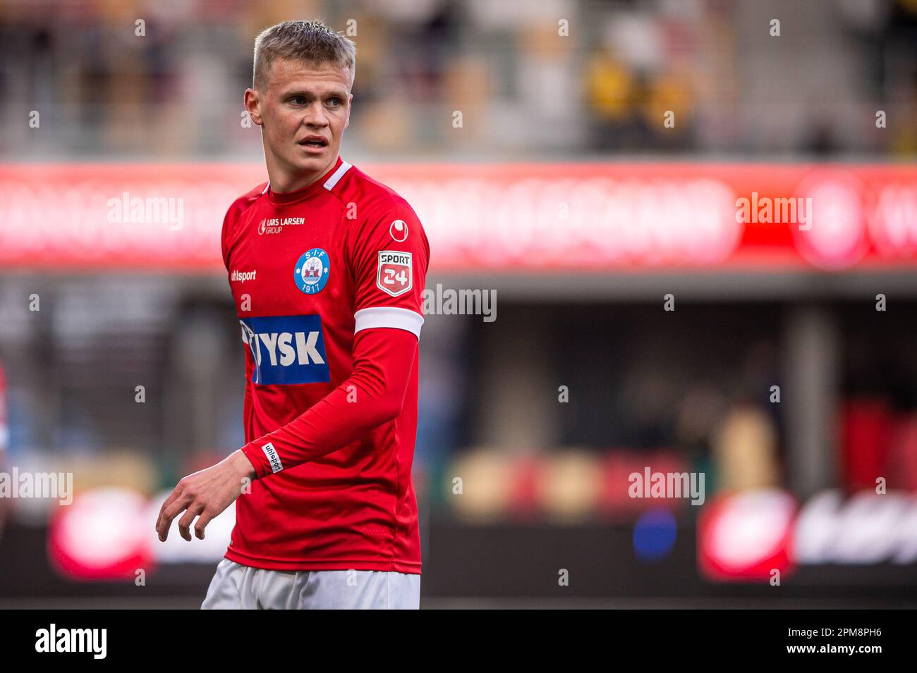 Silkeborg, Dänemark. 11. April 2023. Soren Tengstedt (10) aus Silkeborg, GESEHEN während des 3F. Superliga-Spiels zwischen Silkeborg IF und AC Horsens im Jysk Park in Silkeborg. (Foto: Gonzales Photo/Alamy Live News Stockfoto