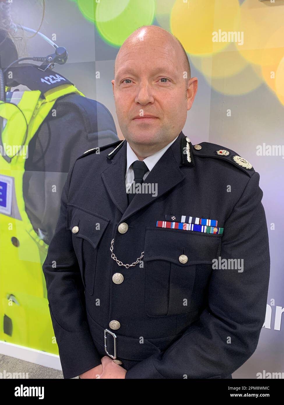 Chief Constable Craig Guildford von der Polizei West Midlands, im Polizeihauptquartier in Birmingham. Chief Constable muss laut dem Leiter der zweitgrößten englischen Polizei "das letzte Wort" haben, wenn es um die Entlassung von Offizieren und Mitarbeitern geht. Bilddatum: Mittwoch, 12. April 2023. Stockfoto