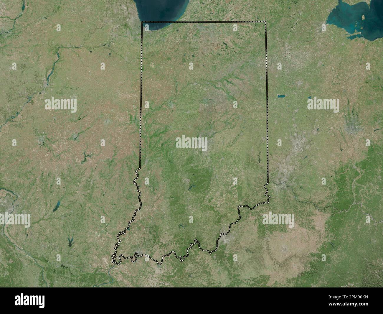 Indiana, Bundesstaat der Vereinigten Staaten von Amerika. Hochauflösende Satellitenkarte Stockfoto
