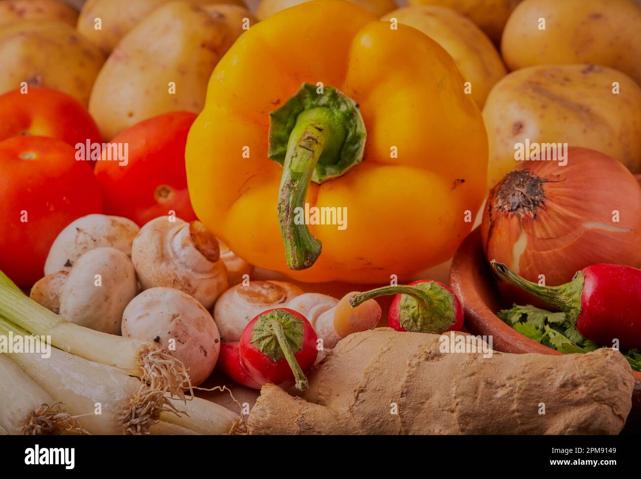 Auswahl an gemischtem frischem Gemüse. Stockfoto