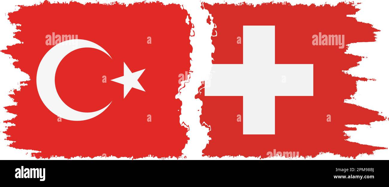 Die Schweiz und die Türkei Grunge Flaggen Verbindung, Vektor Stock Vektor