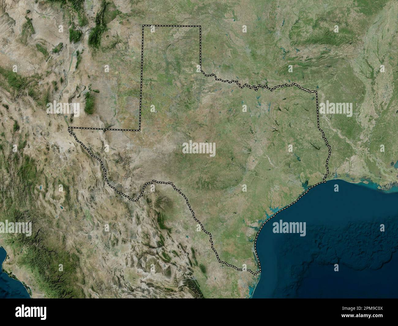 Texas, Bundesstaat der Vereinigten Staaten von Amerika. Hochauflösende Satellitenkarte Stockfoto