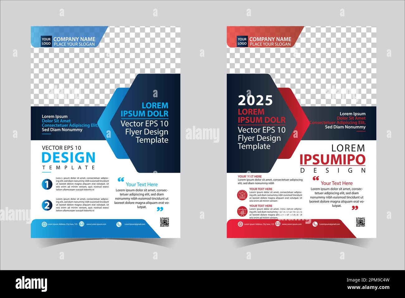 Rot und Blau Schwarzer Geschäftsbericht Broschüre Flyer Design Vorlage Vektor, Prospekt Titelpräsentation abstrakter geometrischer Hintergrund Stock Vektor