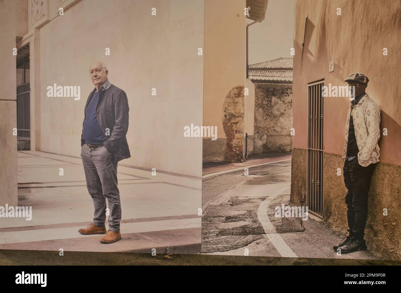 Bergamo Bergamo, Italien. 12. April 2023. Außerordentliche Wiedereröffnung des Palazzo della Libertà Bergamo zur Vorstellung der Ausstellung für die Kulturhauptstadt Bergamo Brescia 2023: Visionen für eine heutige Zukunft der Stadt. Kredit: Unabhängige Fotoagentur/Alamy Live News Stockfoto