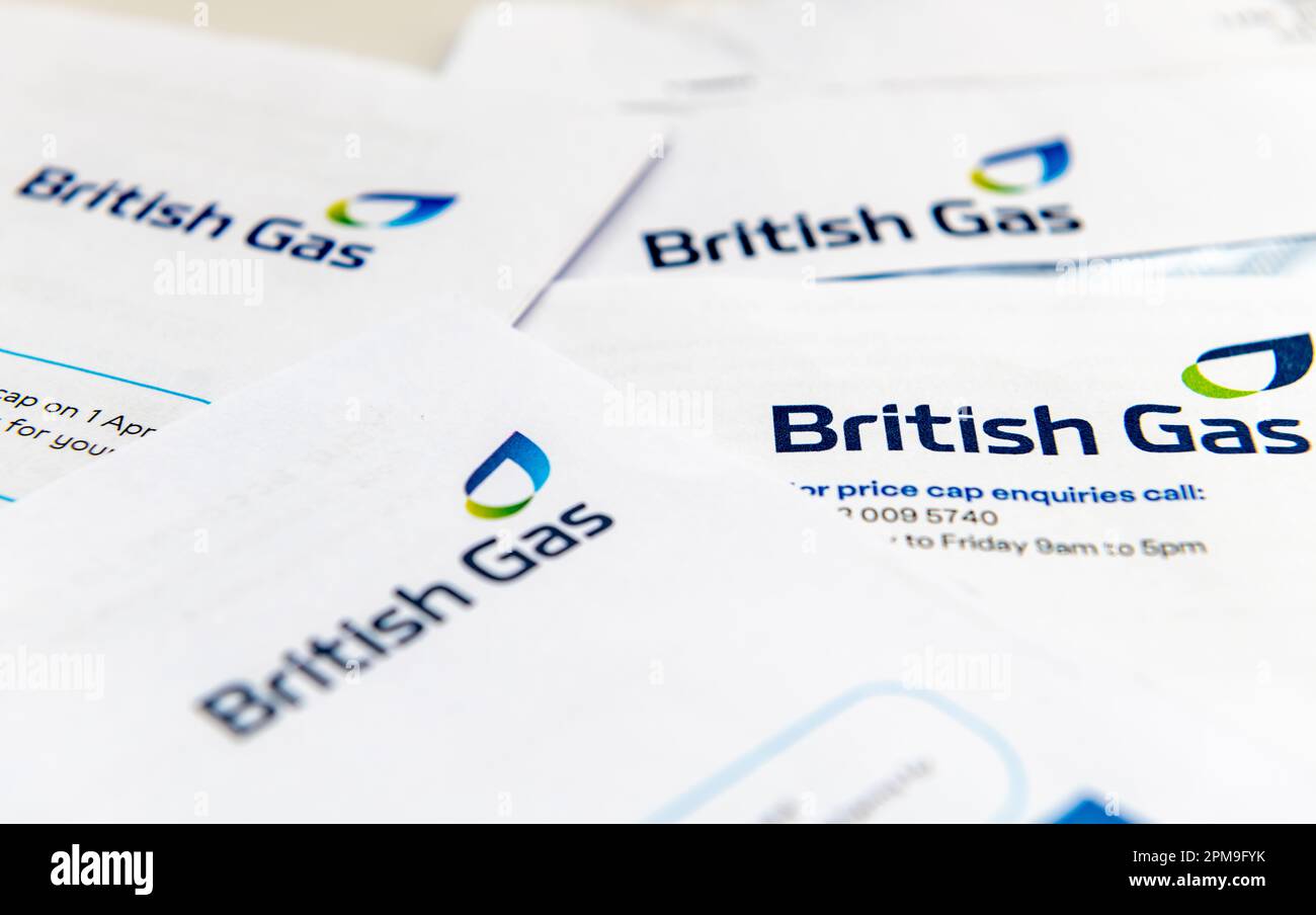 Nach London. GROSSBRITANNIEN - 04.07.2023. Briefe und Rechnungen von der britischen Energiefirma British Gas. Stockfoto