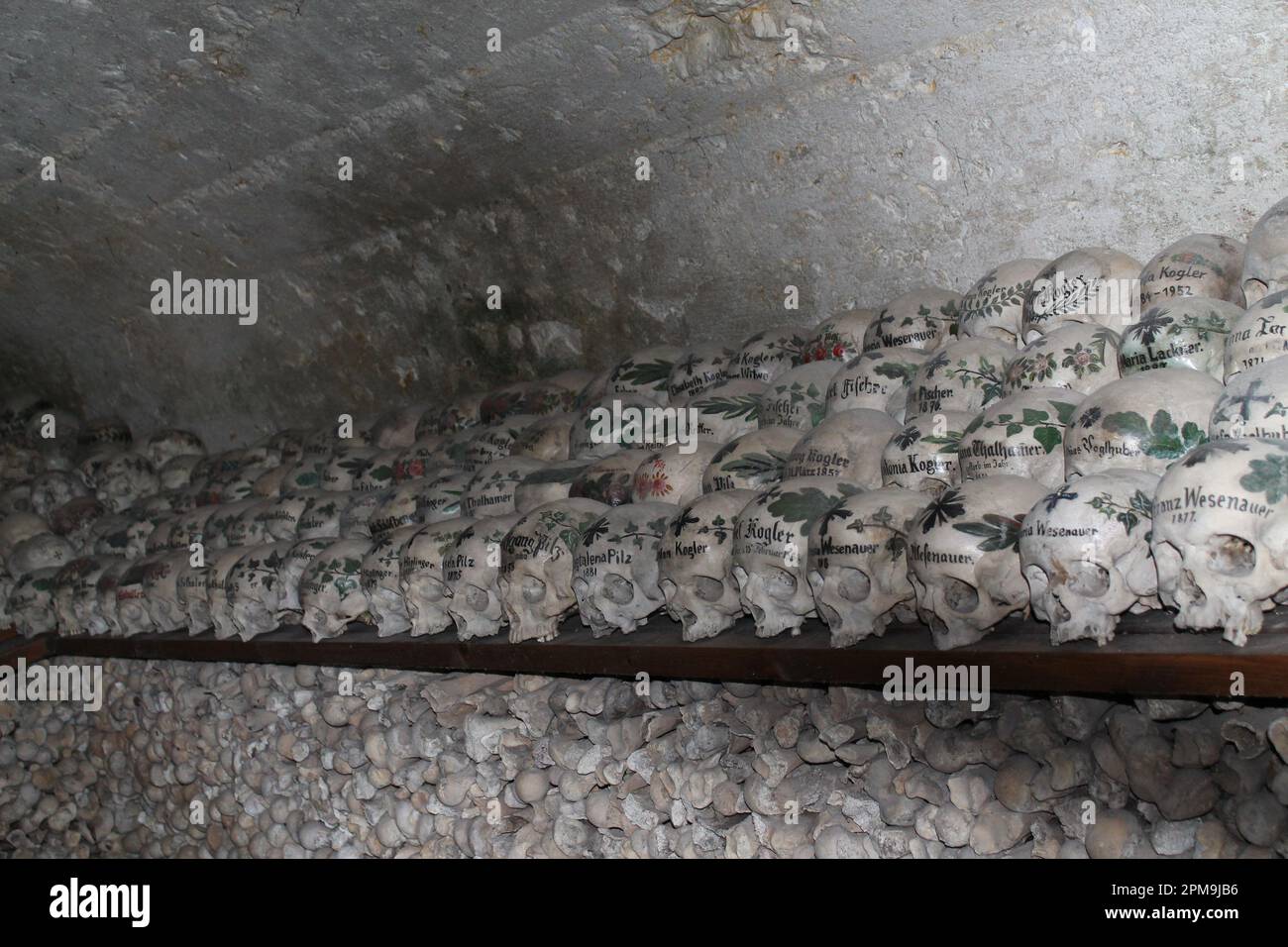 Beinhaus Das Knochenhaus Skulls Hallstatt Österreich Stockfoto