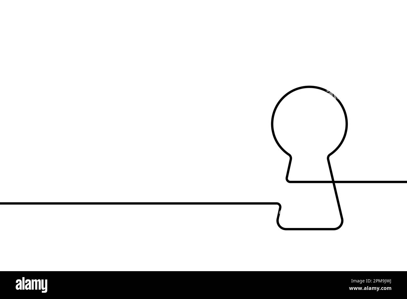 Keyhole-Symbol. Schwarze Silhouette fixiert durchgehende Linie isoliert auf weißem Hintergrund. Handgezogenes Vorhängeschloss. Eine geheime Zeichnungsgrafik. Einfaches flaches Schloss Stock Vektor