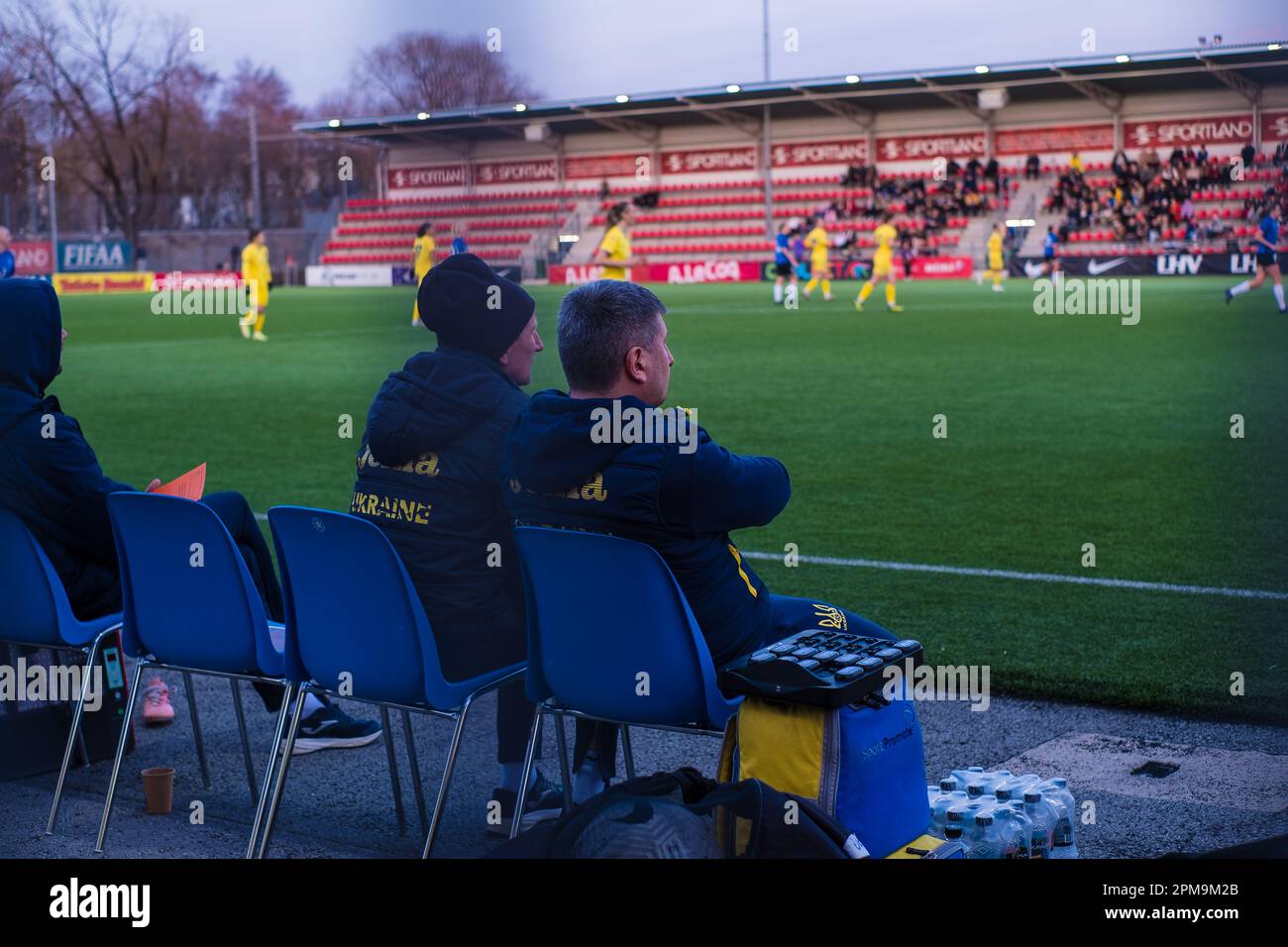 Tallinn, Estland - 10. April 2023: Ukraine vs Estonia Football International Friendly Games, Women. Stockfoto
