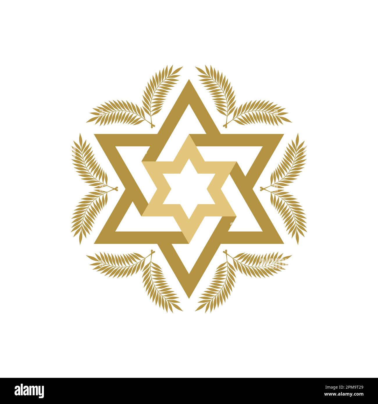 Vektordarstellung des Symbols Jüdischer Stern Davids kombiniert mit dekorativen Designelementen. Stock Vektor