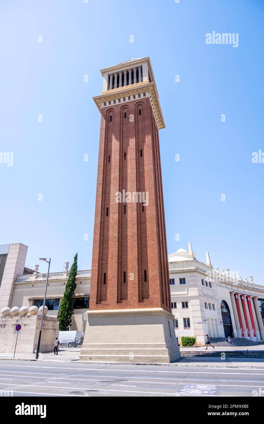 Venezianischer Turm, Placa dEspanya, Barcelona, Katalonien, Spanien Stockfoto
