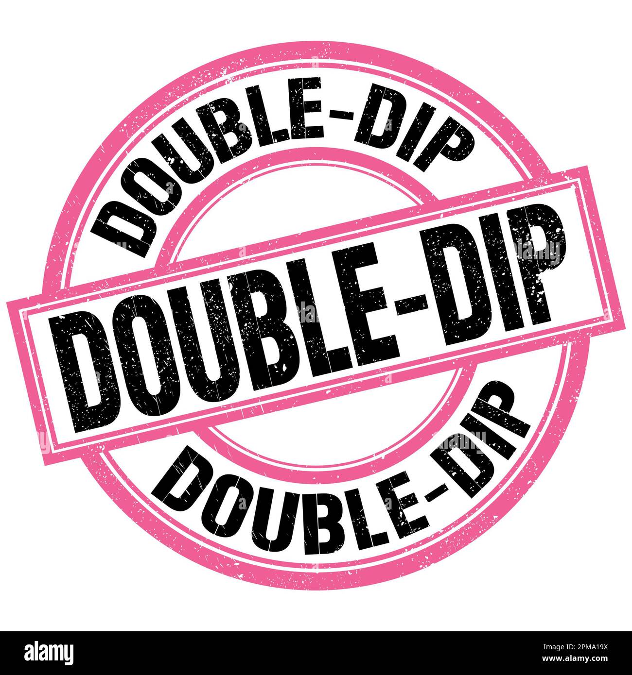 DOPPELTER DIP-Text auf rosa-schwarzem rundem Stempelzeichen Stockfoto