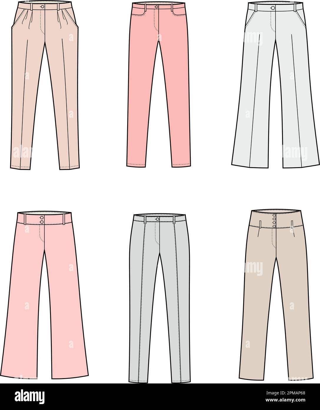 Business-Anzug-Hosen für Damen. Mode-CAD. Stock Vektor
