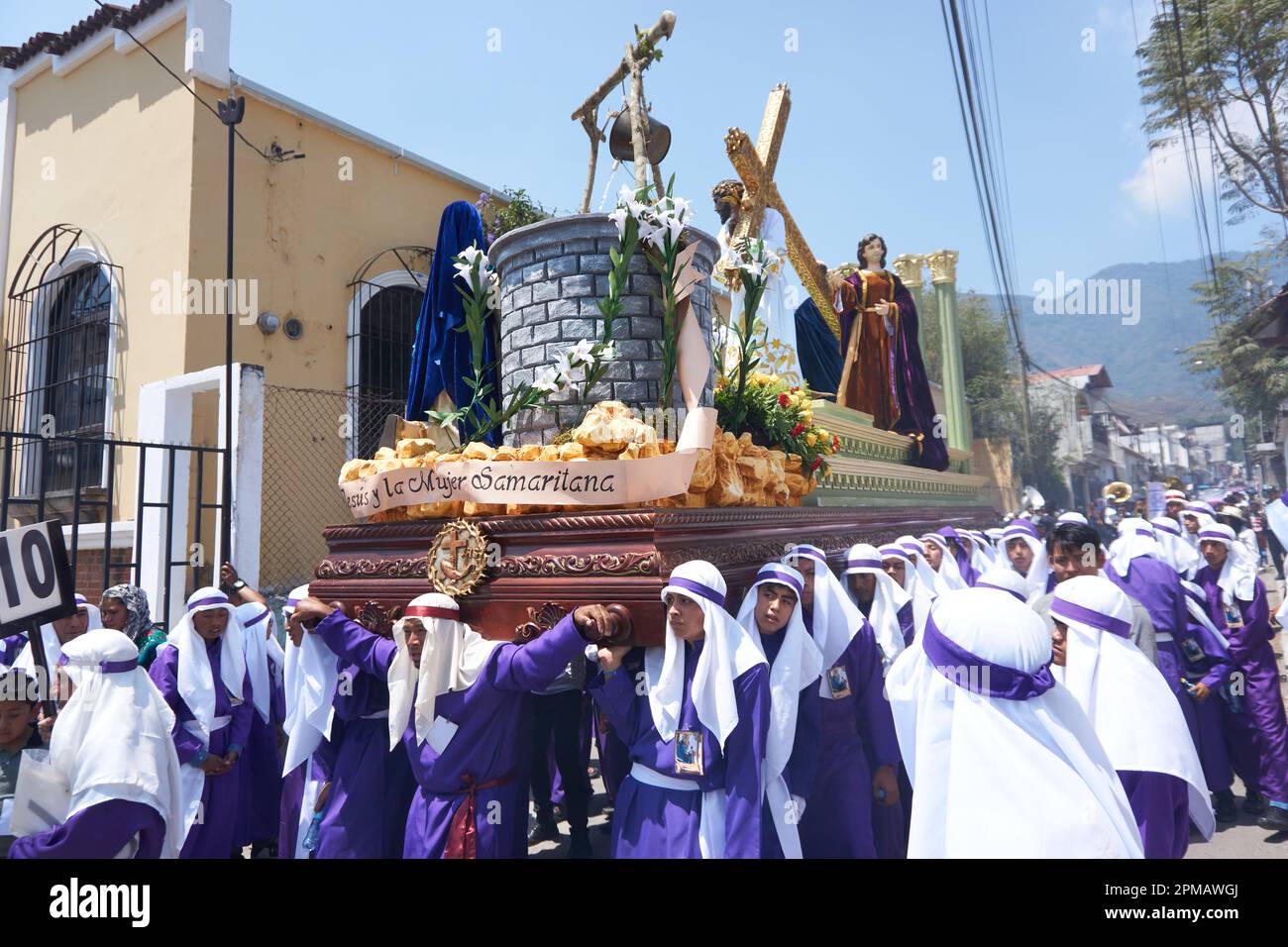 Prozessionen während der Heiligen Woche in San Antonio Aguas Calientes, Guatemala Stockfoto