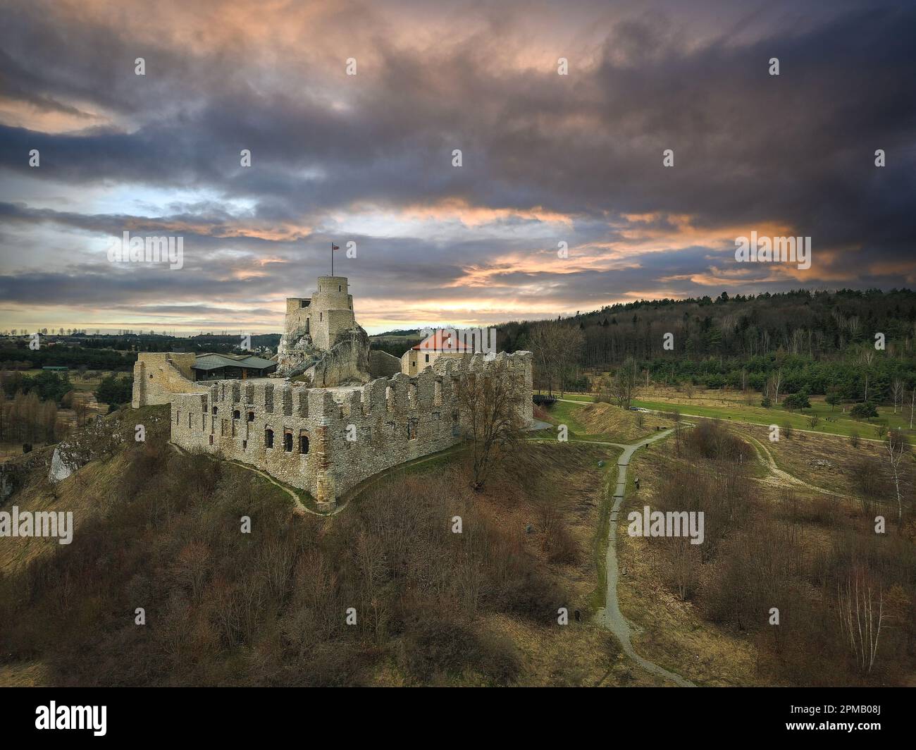 Ruinen der Burg Rabsztyn, Polen. Stockfoto