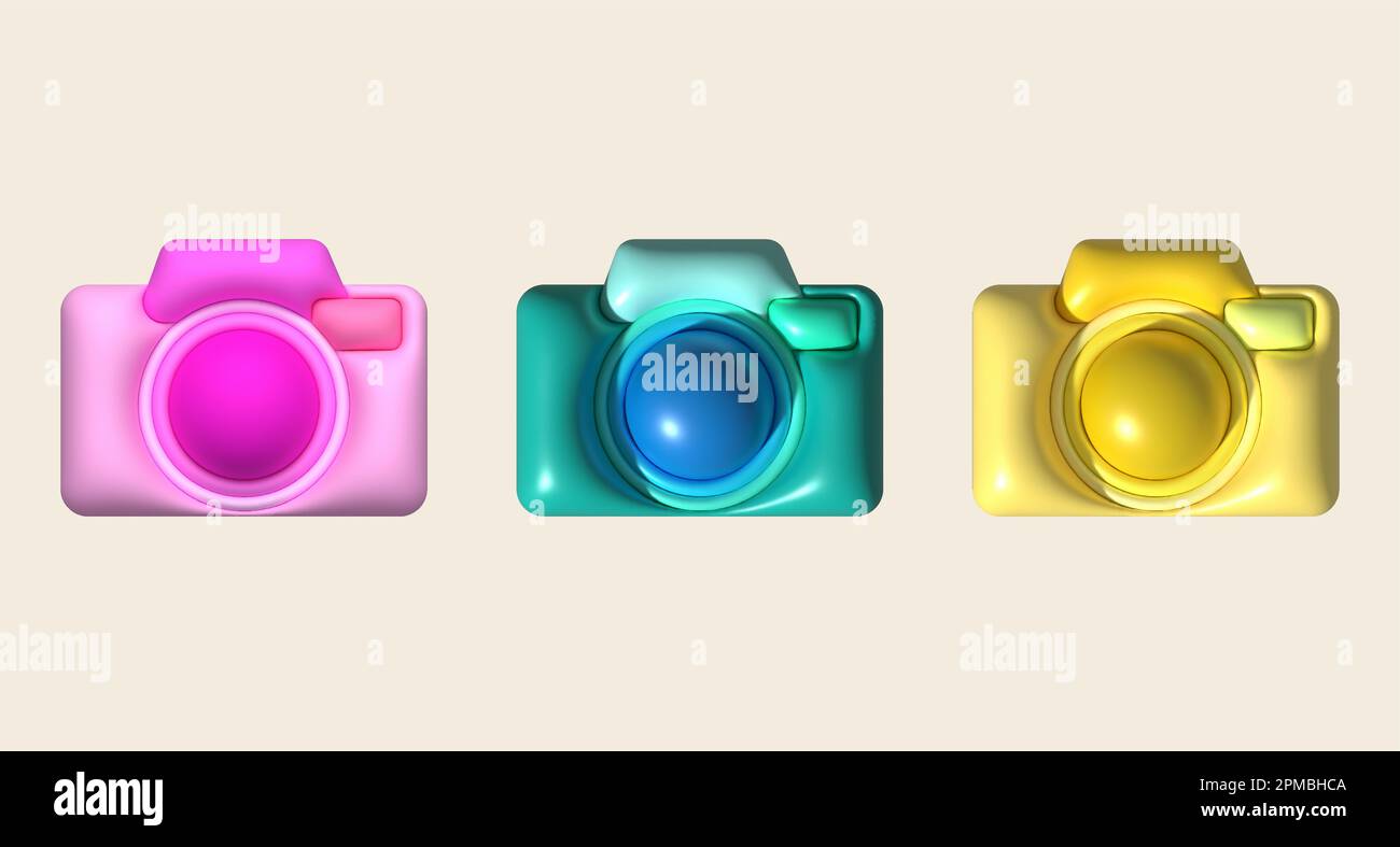Abbildung des Kamerasymbols 3D für Designarbeiten Stockfoto
