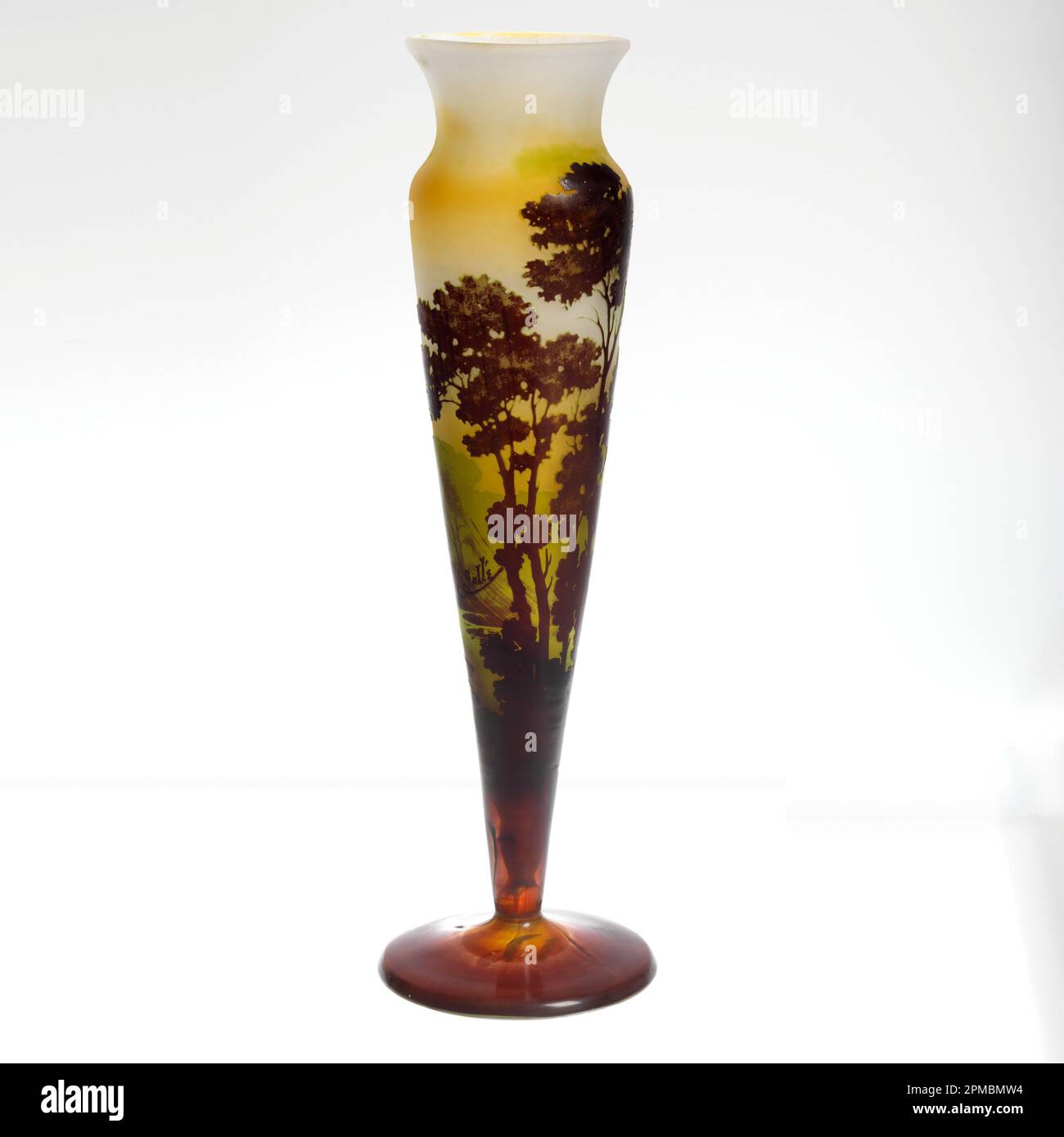 Vase (Frankreich); entworfen von Emile Gallé (Frankreich, 1846–1904); hergestellt von Gallé (Frankreich), Etablissement Gallé; geblasenes, mit Säure geätztes Glas Stockfoto