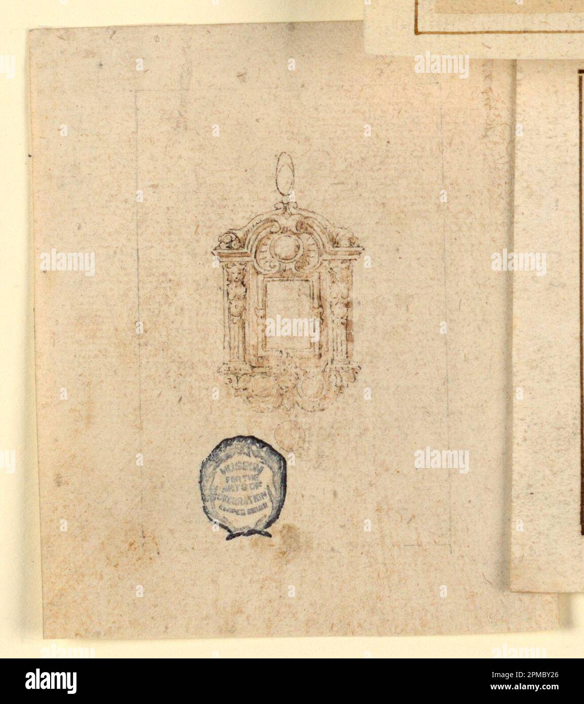 Zeichnen, Design für einen Anhänger; Italien; Graphit, Stift und Tinte, Pinsel und Sepia auf Papier Stockfoto