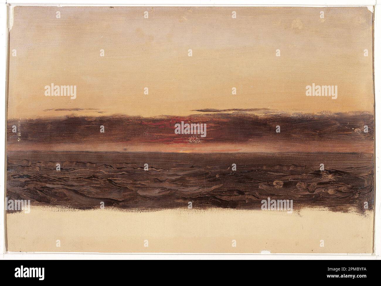 Zeichnung, Seascape; Frederic Edwin Church (amerikanisch, 1826–1900); USA; Öl und leichte Spuren von Graphit auf Pappe; 20,3 x 30 cm (8 x 11 13/16 Zoll) Stockfoto