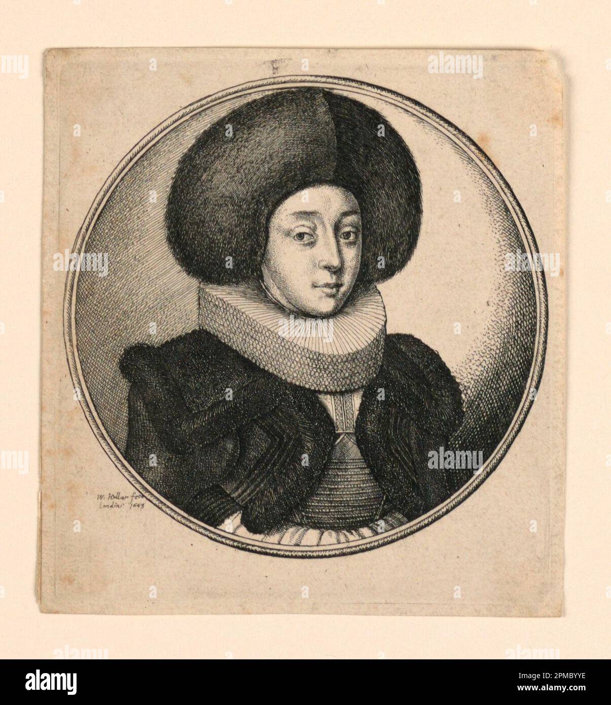 Printmedien, Strasburg Woman, 1643; Wenceslaus Hollar (1607-1677); England; Ätzen auf Papier; 10,8 x 9,9 cm (4 1/4 x 3 7/8 Zoll); Bequest von George Campbell Cooper; 1896-3-143 Stockfoto
