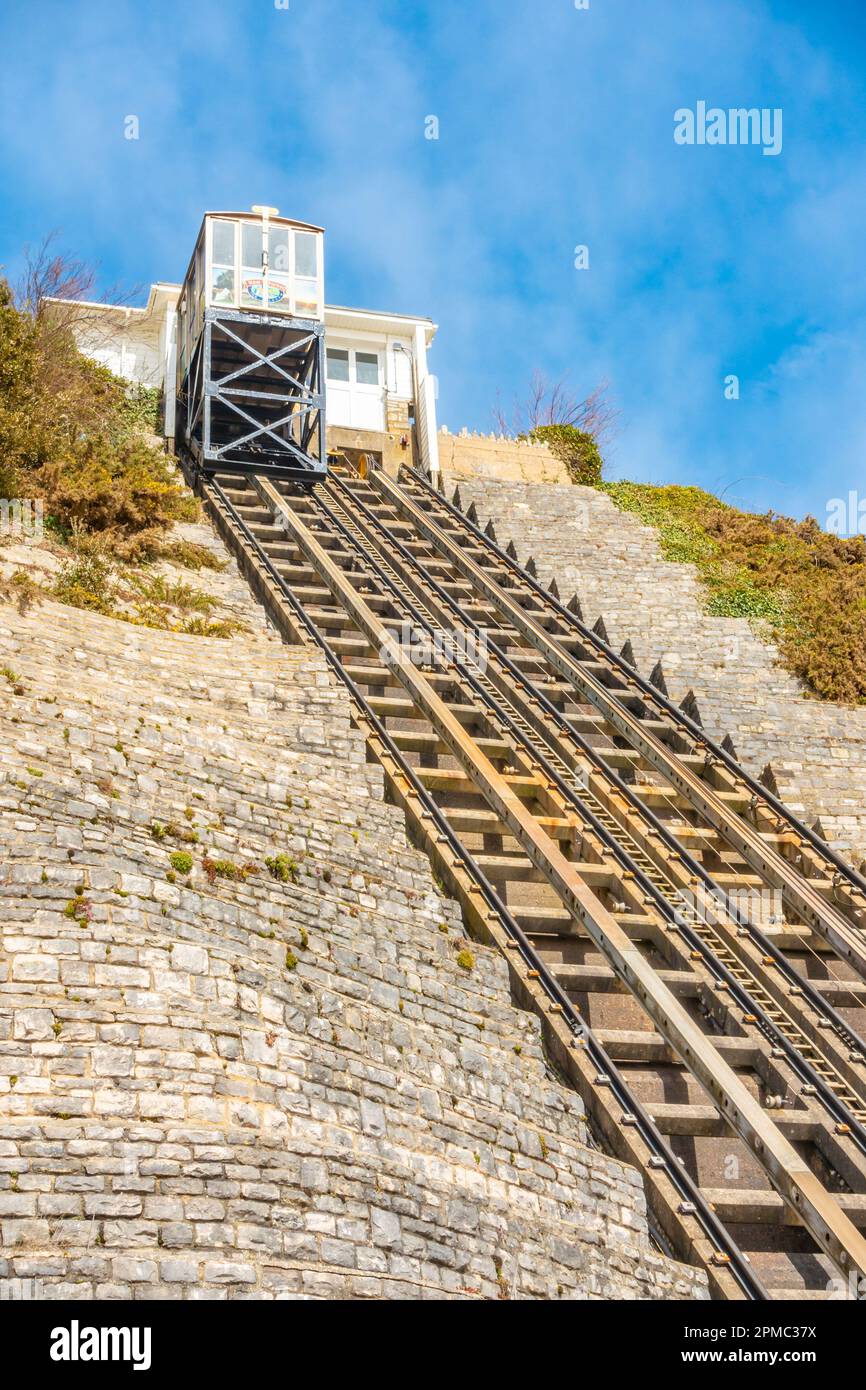 Der West Cliff Lift am Bournemouth Beach, Dorset, Großbritannien Stockfoto