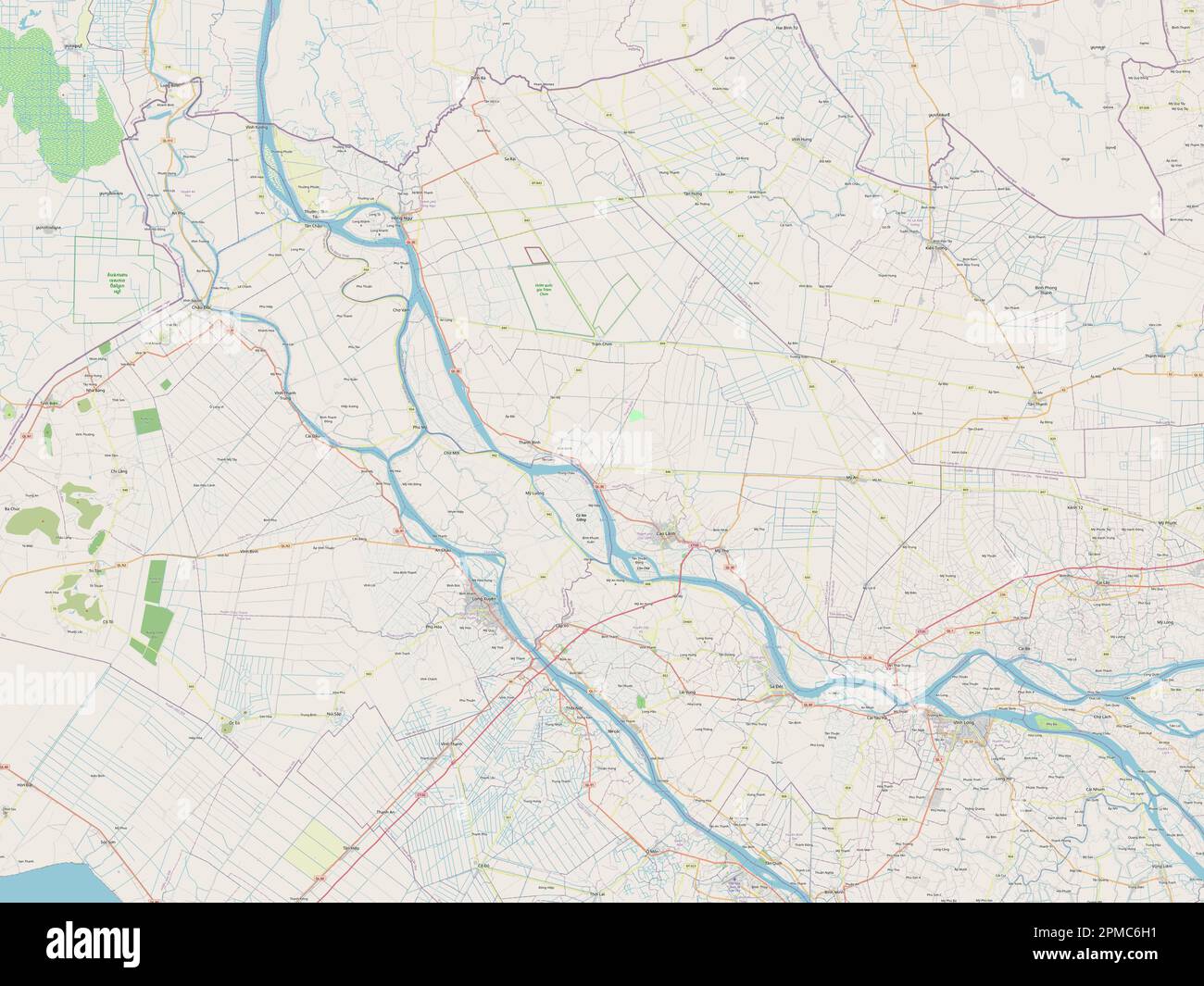 Ong Thap, Provinz Vietnam. Straßenkarte Öffnen Stockfoto