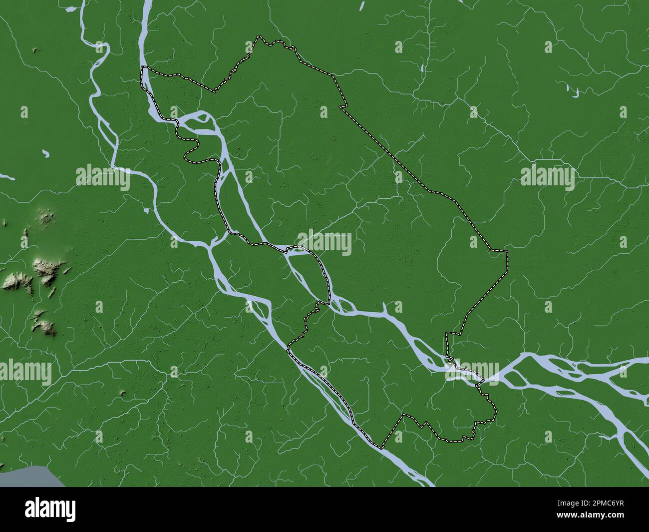 Ong Thap, Provinz Vietnam. Höhenkarte im Wiki-Stil mit Seen und Flüssen Stockfoto