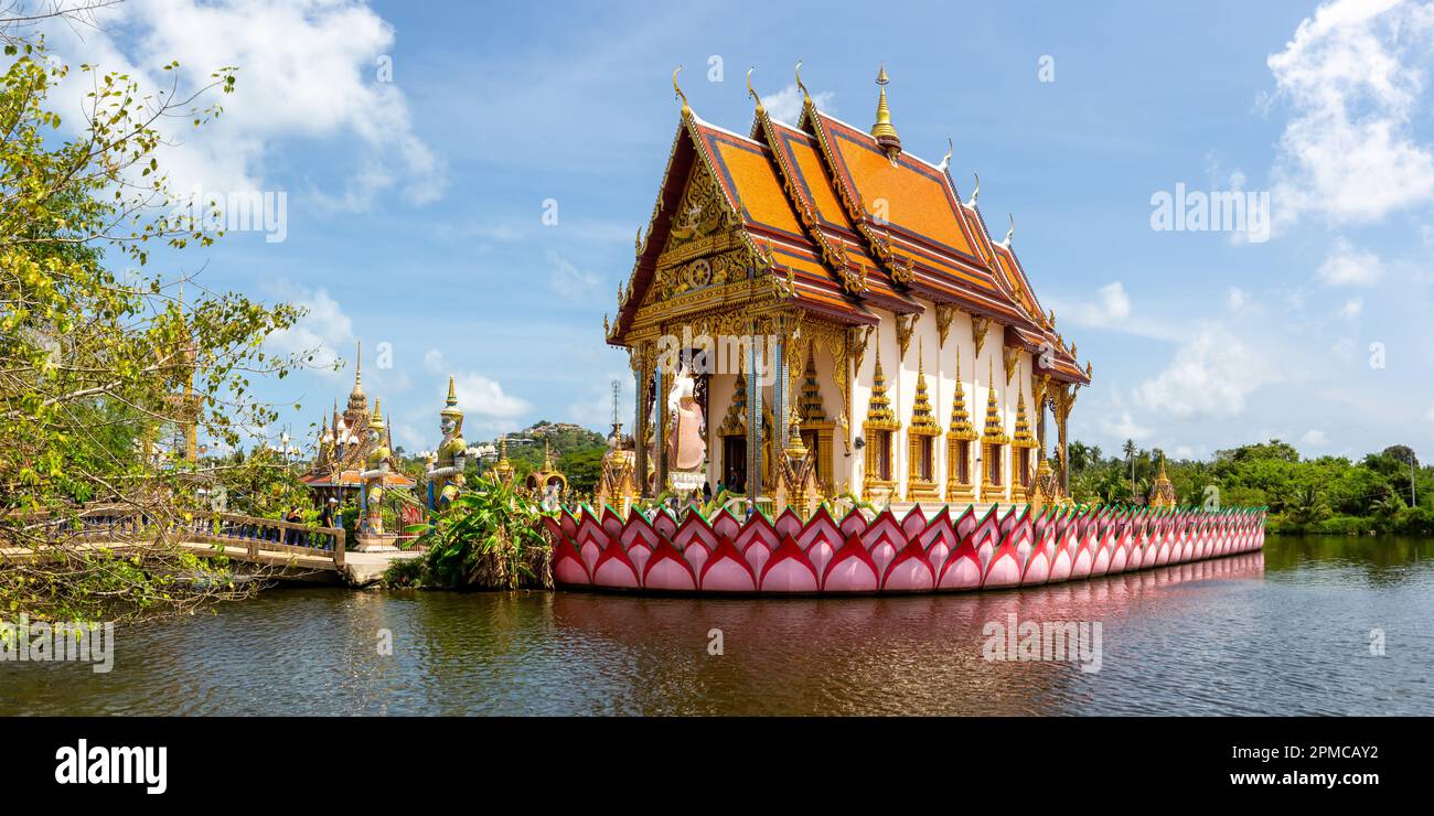 Wat Plai Laem Tempel Wahrzeichen Panorama auf Ko Samui Insel in Thailand Stockfoto