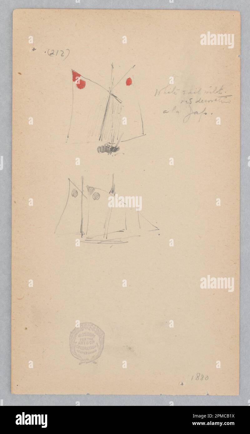 Zeichnen, Segelboot; Robert Frederick Blum (amerikanisch, 1857–1903); USA; Stift und Tinte, Graphit auf gewebtem Papier; 17,5 x 10,3 cm (6 7/8 x 4 1/16 Zoll) Stockfoto