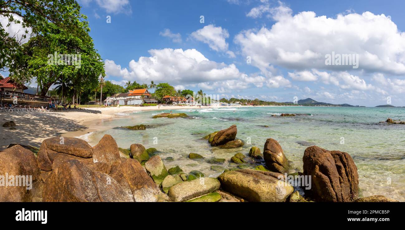 Crystal Silver Bay Beach Urlaub Urlaub Urlaub Meerblick Panorama auf Ko Samui Insel in Thailand Stockfoto