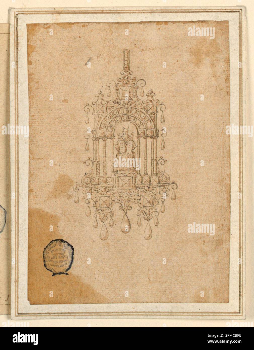 Zeichnen, Design für einen Anhänger mit Moses; Italien; Stift und Tinte, Bürsten und Waschen auf Papier Stockfoto