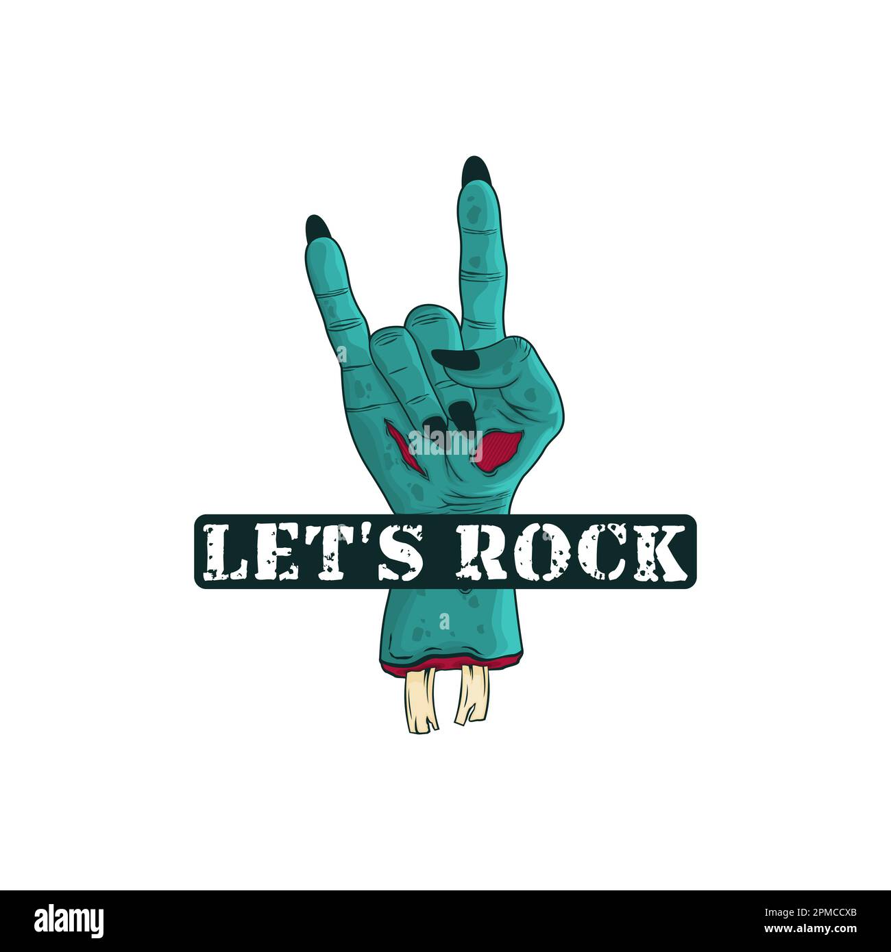 Let's Rock, Musik Typografie Zitat Design für T-Shirt, Becher, Poster oder andere Merchandise. Stock Vektor