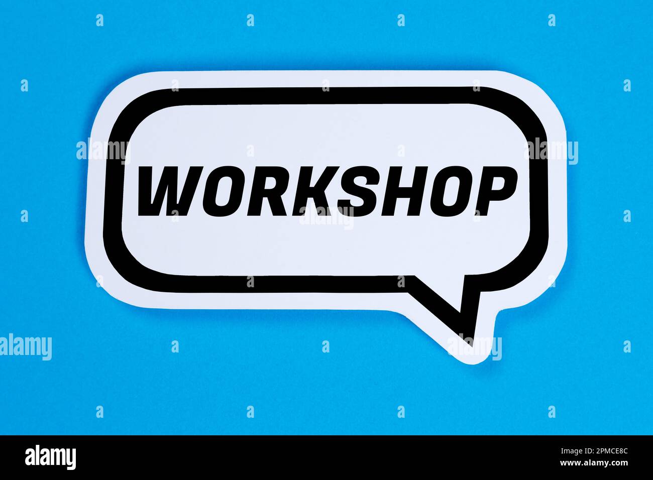 Workshop-Training Lernen Unterrichtsseminar-Ausbildung in einer Sprachblase, die das Geschäftskonzept ausdrückt Stockfoto