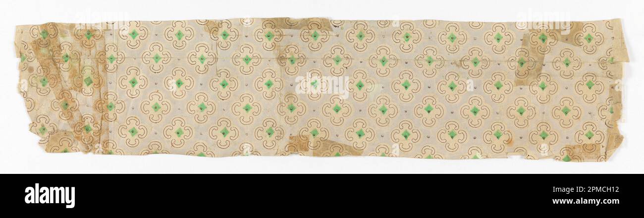 Seitenwand (USA); maschinenbedruckt auf Endlospapier; Gesamt (A): 11 x 48 cm (4 5/16 x 18 7/8 Zoll) Gesamt (b): 14,5 x 6 cm (5 11/16 x 2 3/8 Zoll) Gesamt (c): 14,5 x 18 cm (5 11/16 x 7 1/16 Zoll) Stockfoto