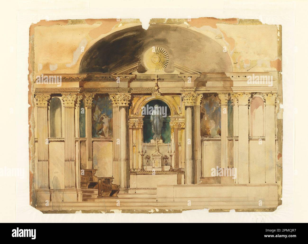 Zeichnen, Rendern von Chancel; Leon Dabo (1868–1960); USA; Pinsel und Aquarell, Gouache, Graphit auf Papier; 54,2 x 71 cm (21 5/16 x 27 15/16 Zoll); 1960-239-3 Stockfoto