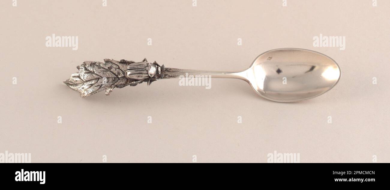 Demi-tasse Spoon (Frankreich); hergestellt von Charles Victor Gibert (Frankreich); Silber; L x B x T: 12,8 x 2,5 x 2 cm (5 1/16 x 1 x 13/16 Zoll) Stockfoto