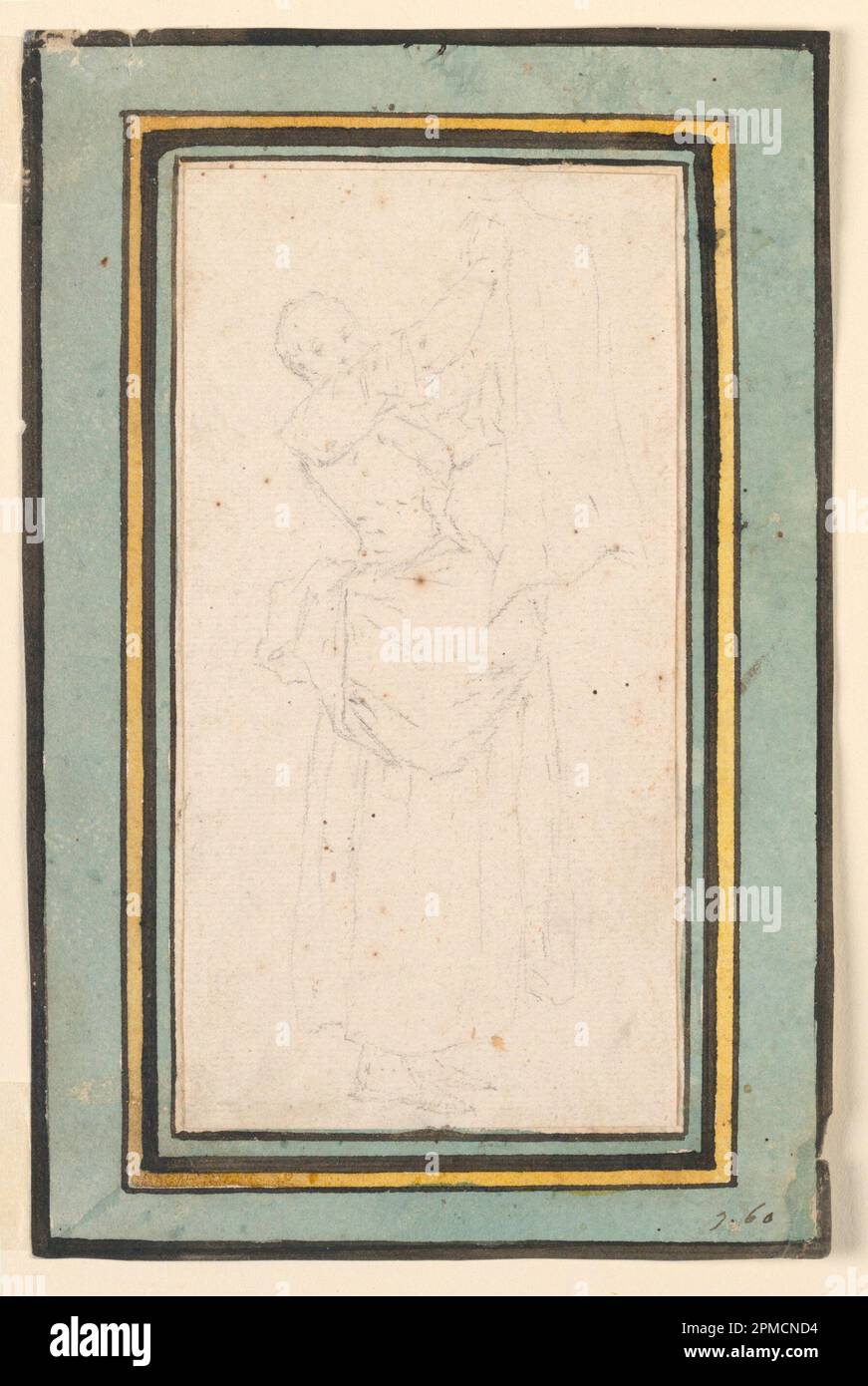 Zeichnung, stehende Wäscherei; entworfen von Luigi Vanvitelli (Italienisch, 1700-1773); Italien; Graphit auf Papier, gefüttert Stockfoto