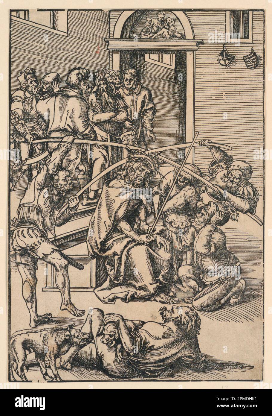 Print, Krönung der Dornen, aus „The Passion“; entworfen von Lucas Cranach der Ältere (deutsch, 1472–1553); Deutschland; Holzschnitt auf Papier; 26,1 x 17,2 cm (10 1/4 x 6 3/4 Zoll); 1896–31-1 Stockfoto