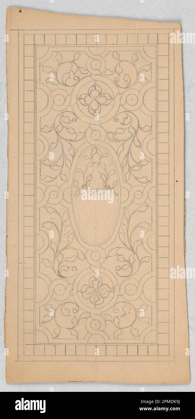 Zeichnung, Design für Buntglas; entworfen von Alice Cordelia Morse (amerikanisch, 1863–1961); USA; Graphit auf der Illustrationstafel; Bild: 19,8 x 9,4 cm (7 13/16 x 3 11/16 Zoll) Blatt: 22,4 x 11 cm (8 13/16 x 4 5/16 Zoll) Stockfoto