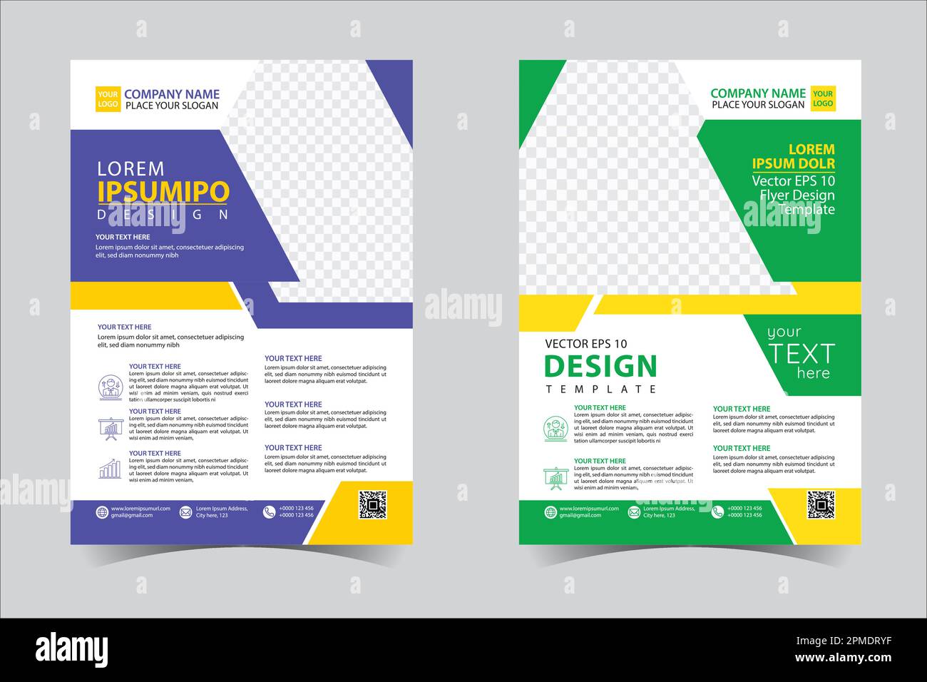 Violett und grün Geschäftsbericht Broschüre Flyer Design Vorlage Vektor, Broschüre Cover Präsentation abstrakter geometrischer Hintergrund, moderne Öffentlichkeit Stock Vektor