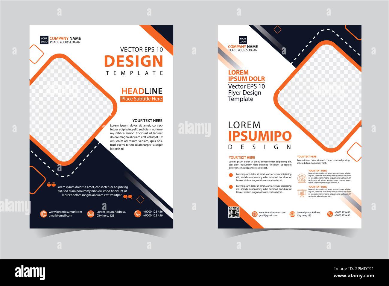 Orange und Schwarz Geschäftsbericht Broschüre Flyer Design Vorlage Vektor, Broschüre Cover Präsentation abstrakter geometrischer Hintergrund, moderne Öffentlichkeit Stock Vektor