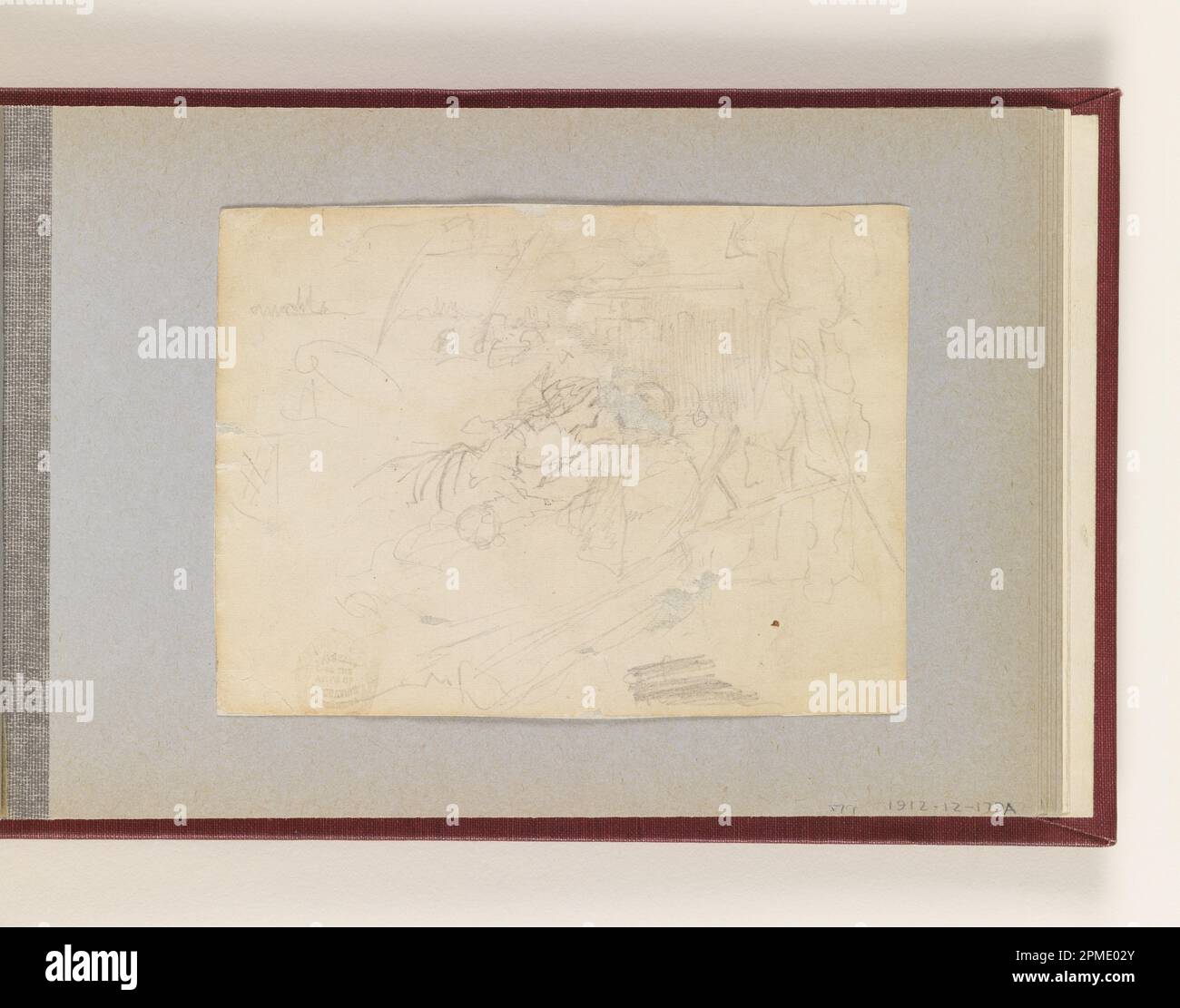 Zeichnung, verwundeter Soldat; Winslow Homer (amerikanisch, 1836–1910); USA; Graphit auf gewebtem Papier, abgelegt; 8,9 x 12,3 cm (3 1/2 x 4 13/16 Zoll) Stockfoto