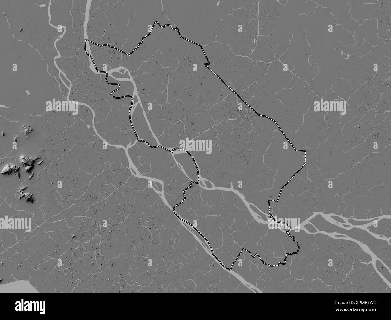 Ong Thap, Provinz Vietnam. Bilevel-Höhenkarte mit Seen und Flüssen Stockfoto