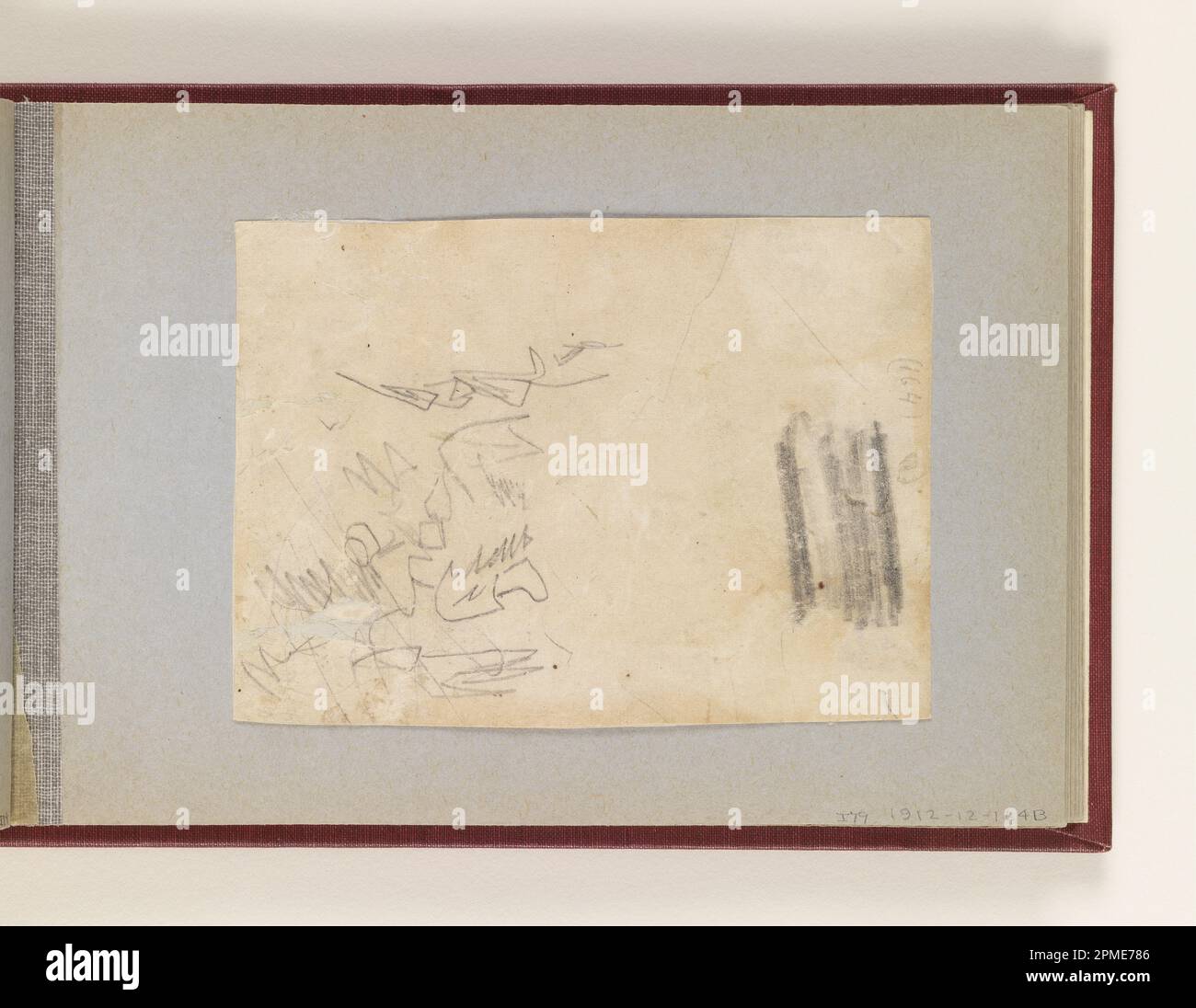 Zeichnung, Soldat mit Becher; Winslow Homer (amerikanisch, 1836–1910); USA; Graphit auf gewebtem Papier, liegend; 12,3 x 8,9 cm (4 13/16 x 3 1/2 Zoll) Stockfoto