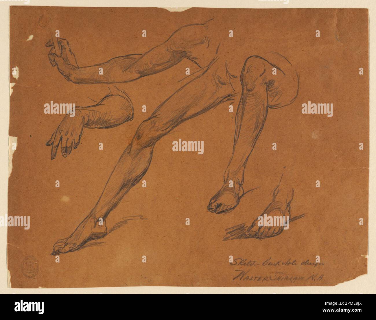 Zeichnung, Sketch for Bank Note Design; Walter Shirlaw (amerikanisch, B. Schottland, 1838–1909); USA; Graphit auf braunem Papier; 22,8 x 29,8 cm (9 x 11 3/4 Zoll) Stockfoto