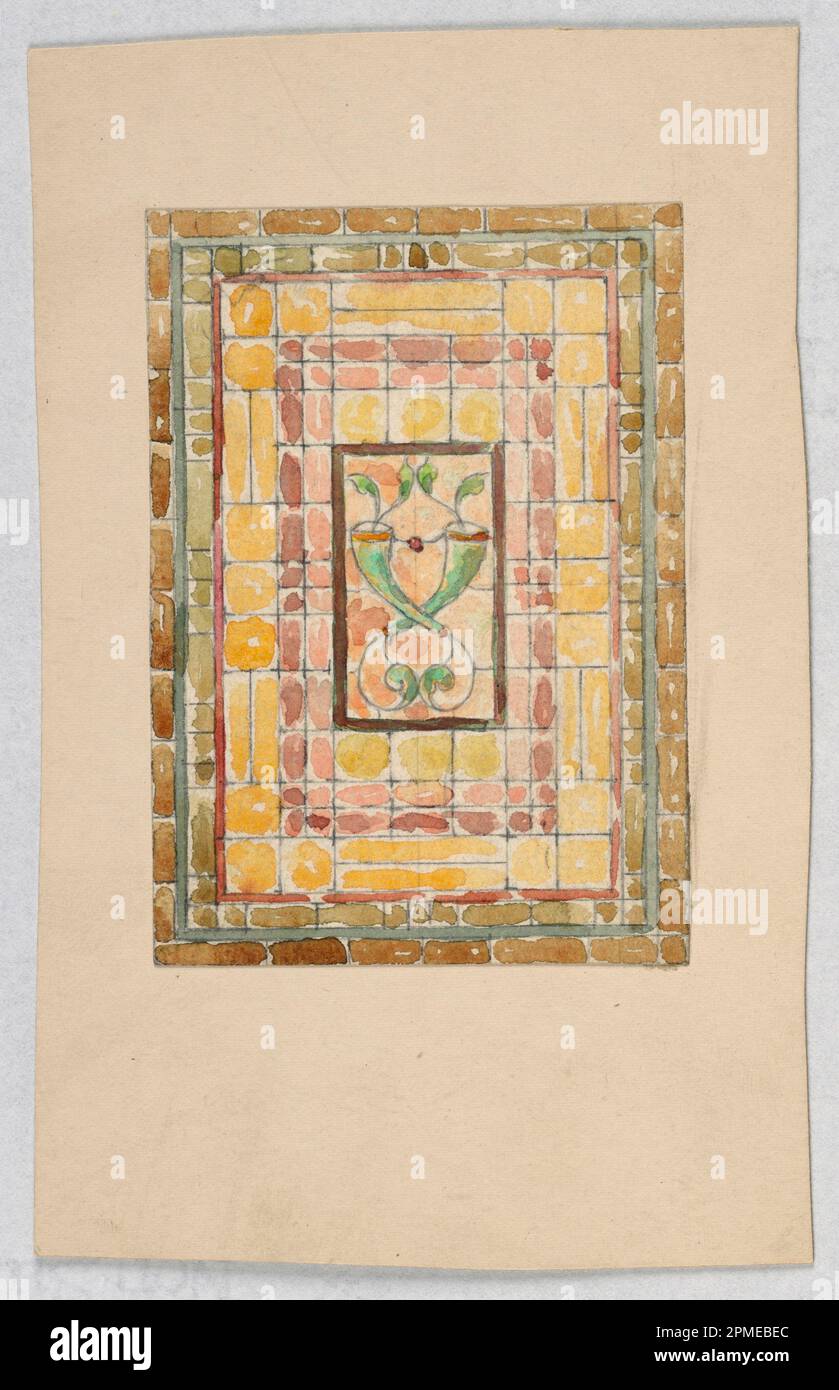 Zeichnung, Design für Buntglas; entworfen von Alice Cordelia Morse (amerikanisch, 1863–1961); USA; Pinsel und Riesenbärtchen auf Papier, auf Illustriertafel montiert; Bild: 10,6 x 7,5 cm (4 3/16 x 2 15/16 Zoll) Blatt: 17 x 10,8 cm (6 11/16 x 4 1/4 Zoll) Stockfoto