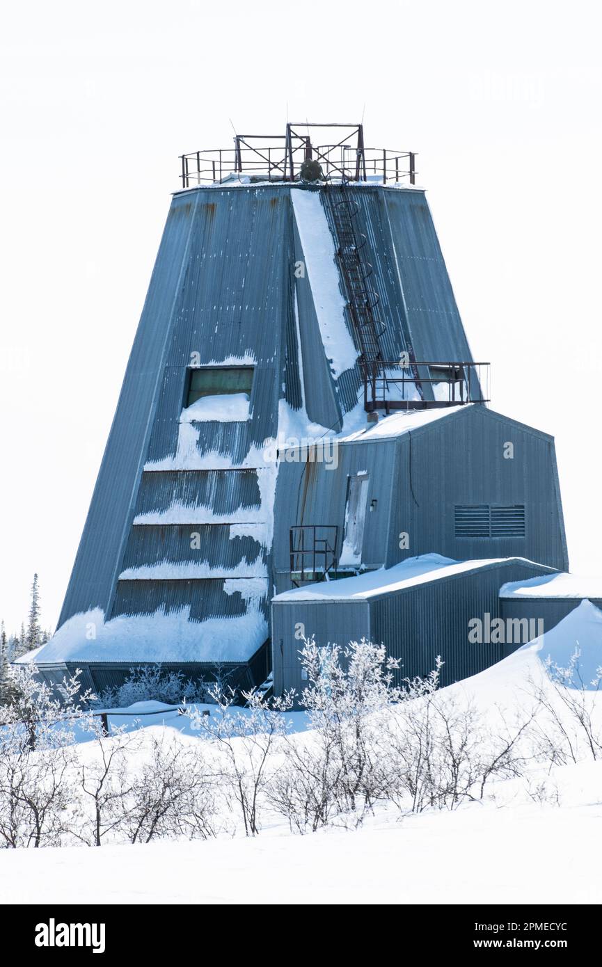 Black Brant Raketenwerfer auf der stillgelegten Raketenanlage in Churchill, Manitoba, Kanada Stockfoto