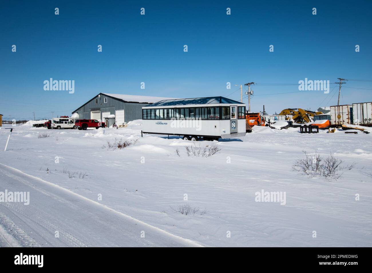 Tragbarer Tourtrailer in Churchill, Manitoba, Kanada Stockfoto
